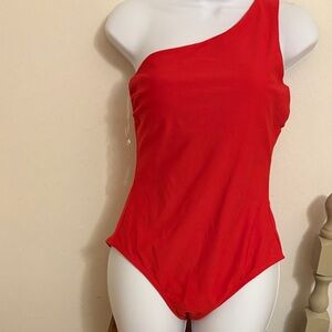 Medium Kona Sol Red One-Shoulder Swim One Piece